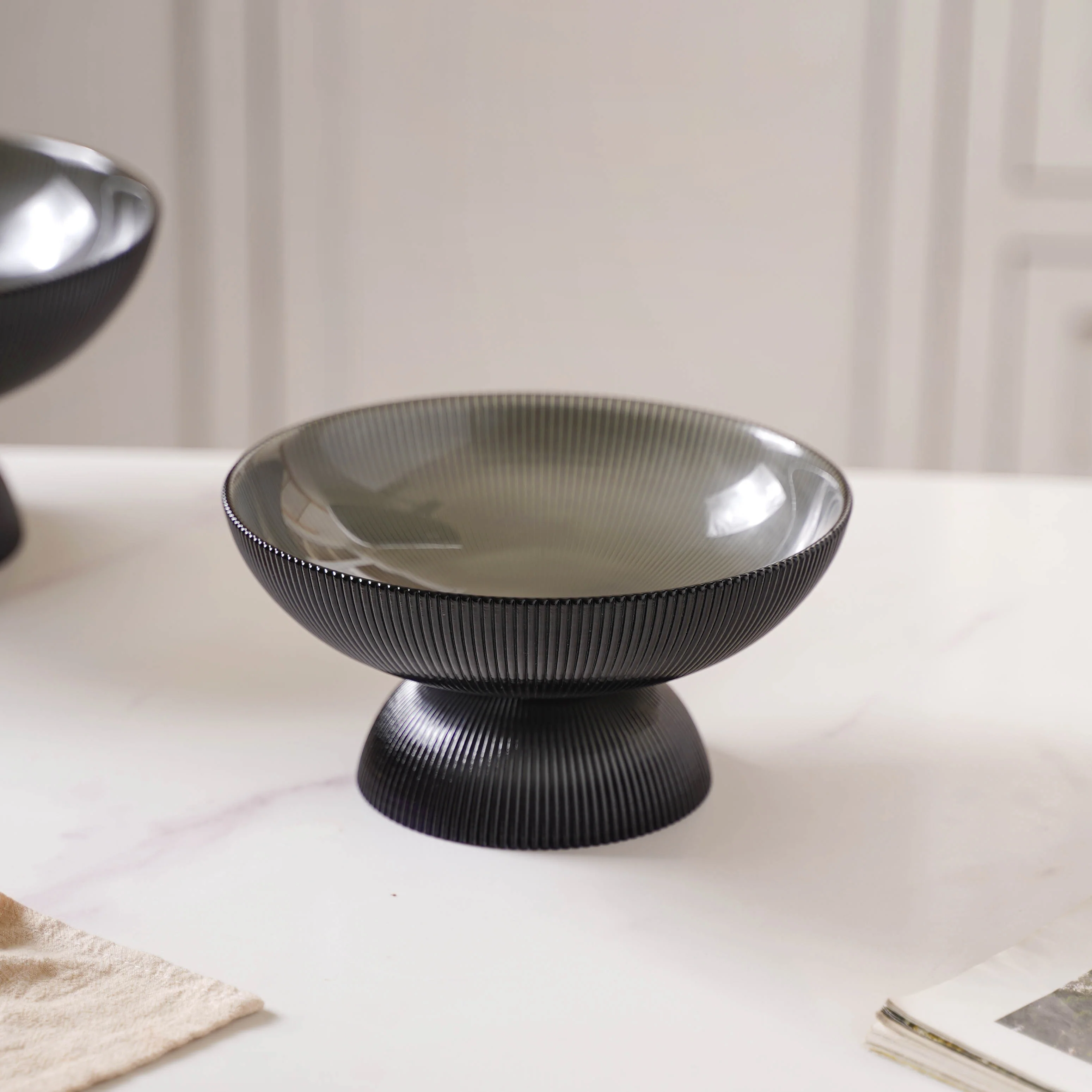 Ribbed Grey Fruit Bowl Small - Image 5