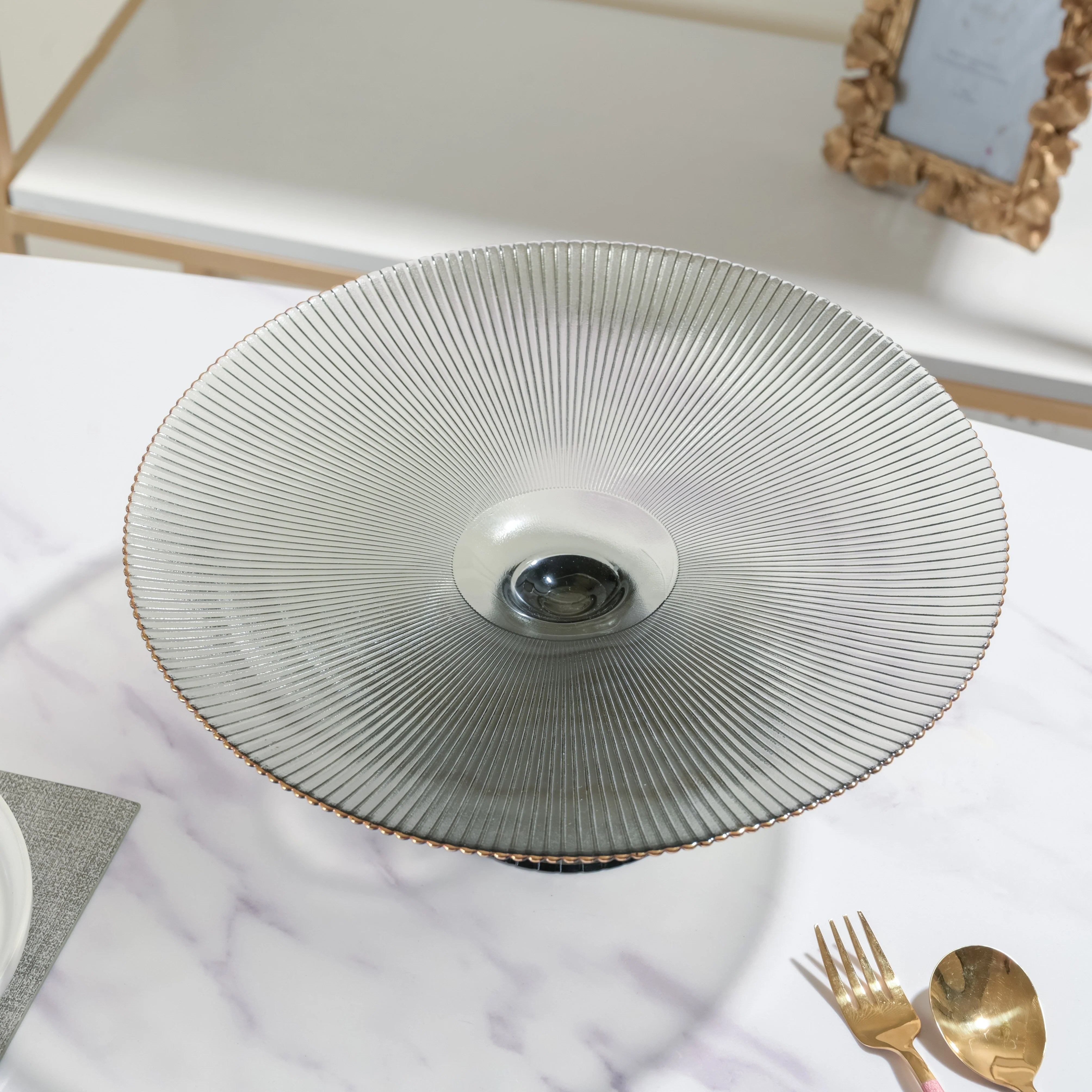 Grey Glass Cake Stand 13 inch - Image 5
