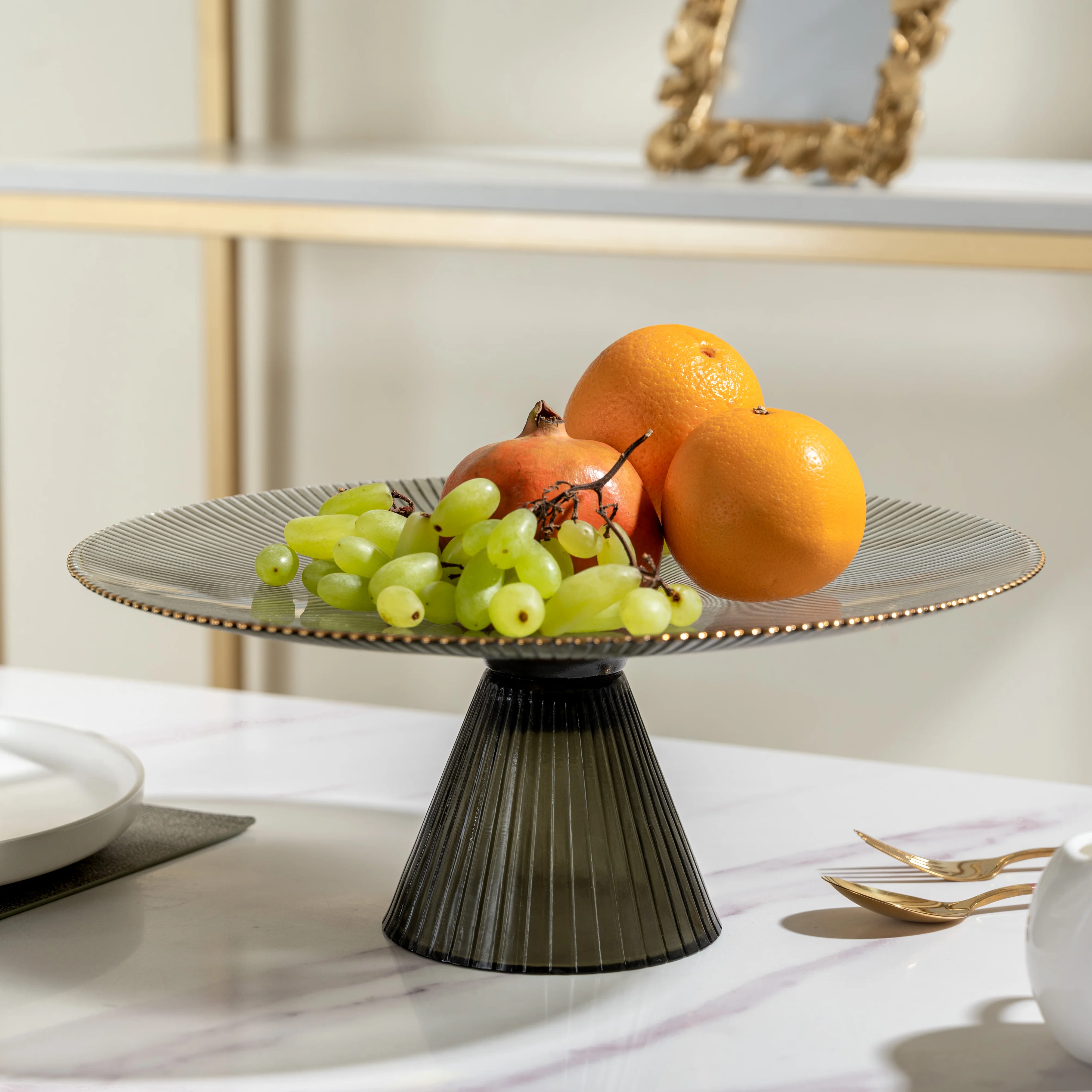 Grey Glass Cake Stand 13 inch - Image 6