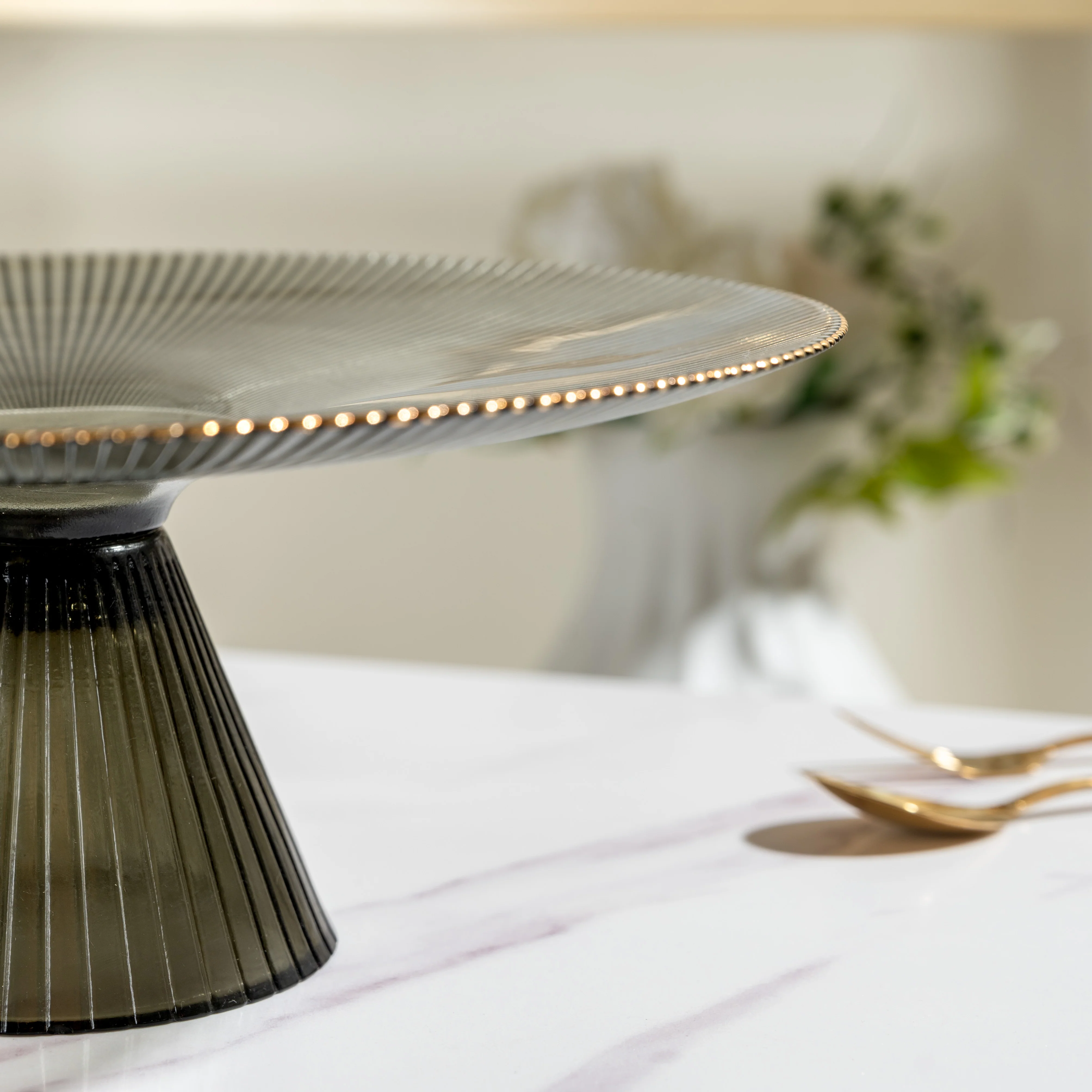 Grey Glass Cake Stand 13 inch - Image 8