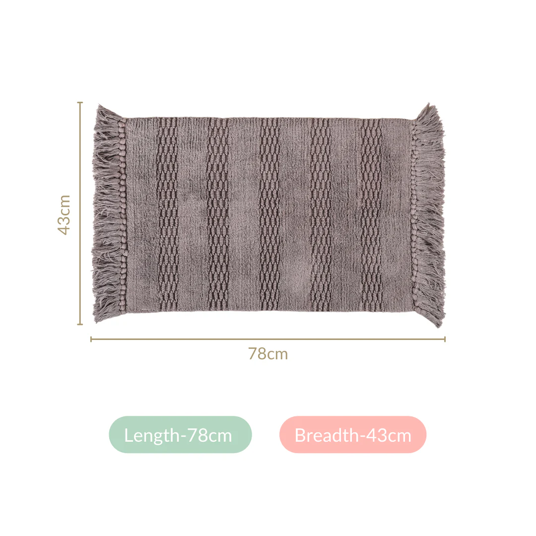 Grey High Absorbent Handcrafted Cotton Floor Mat Set Of 2 31x17 Inch - Image 4