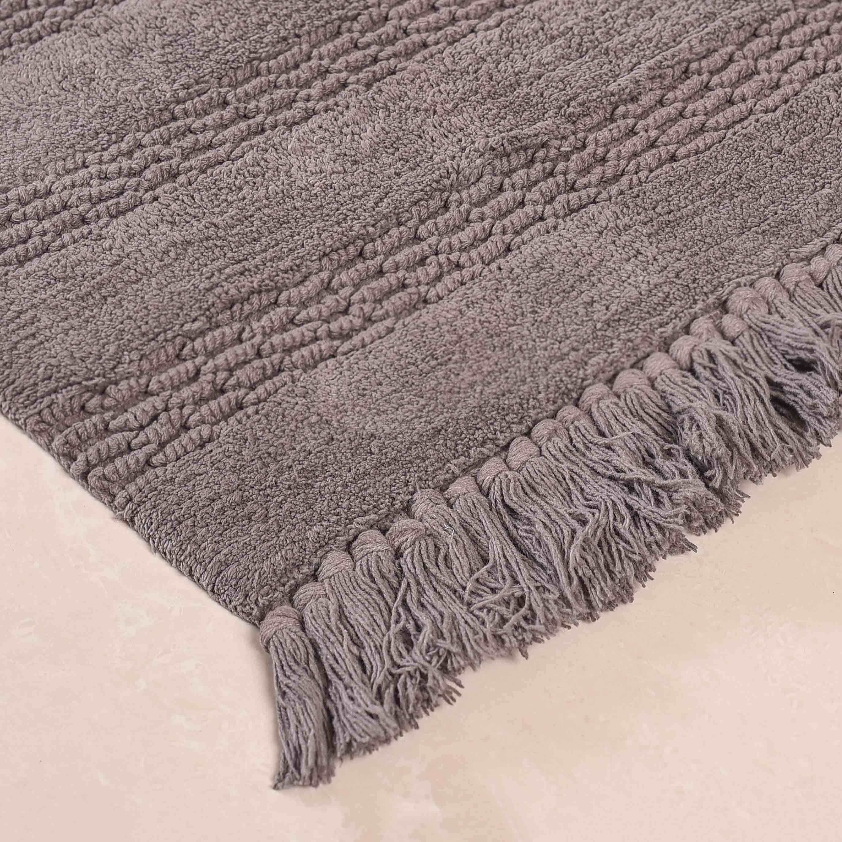 Grey High Absorbent Handcrafted Cotton Floor Mat Set Of 2 31x17 Inch - Image 8