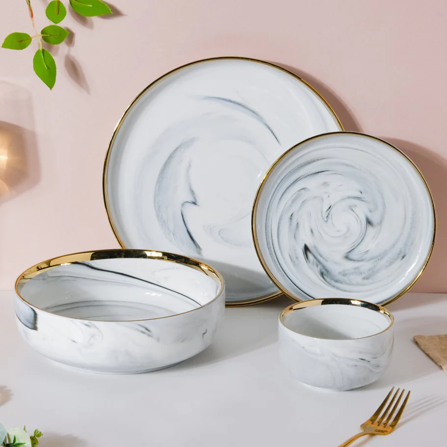 Grey Marble 20 Piece Dinner Set For 6 - Image 3