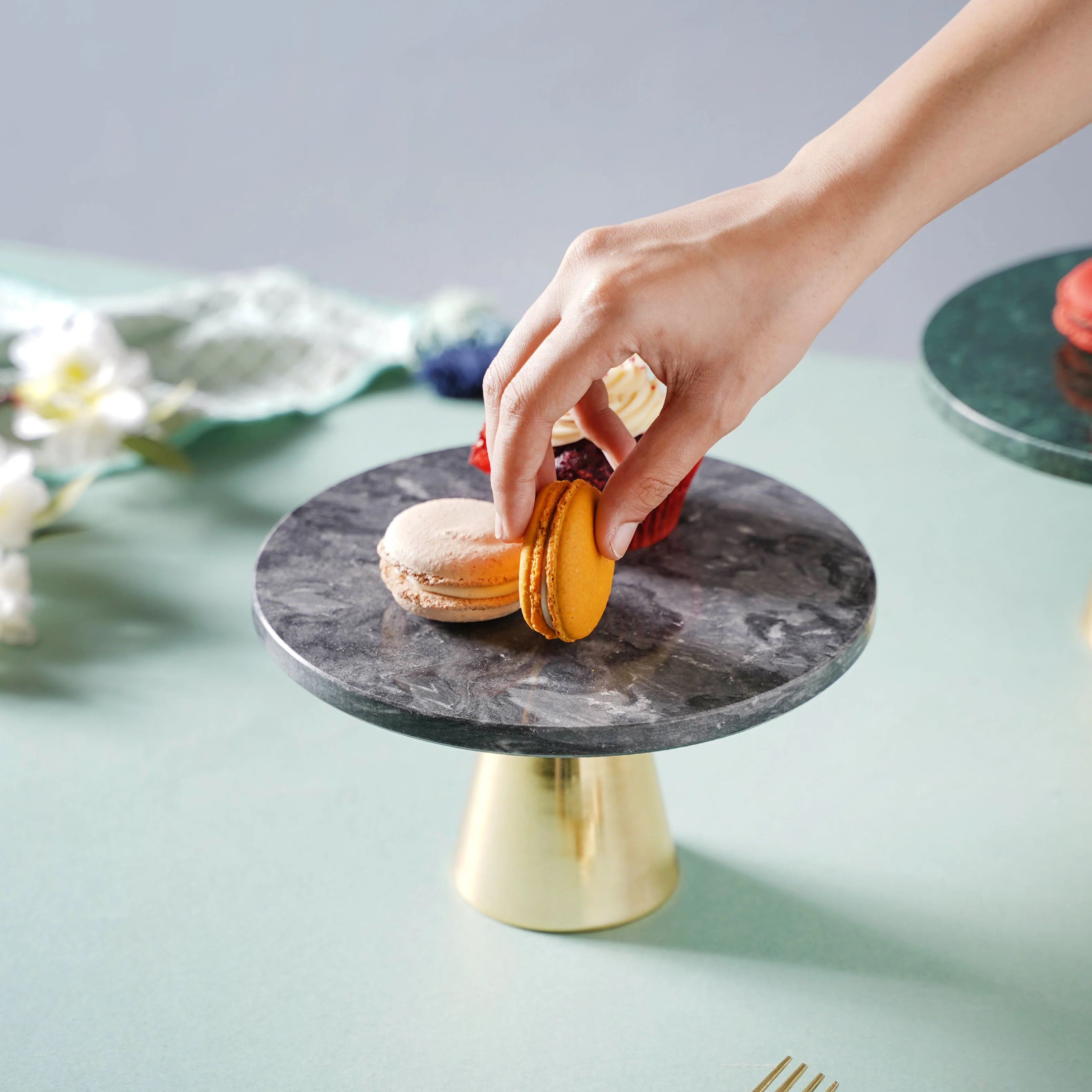 Grey Marble Cake Stand 8 inch - Image 2