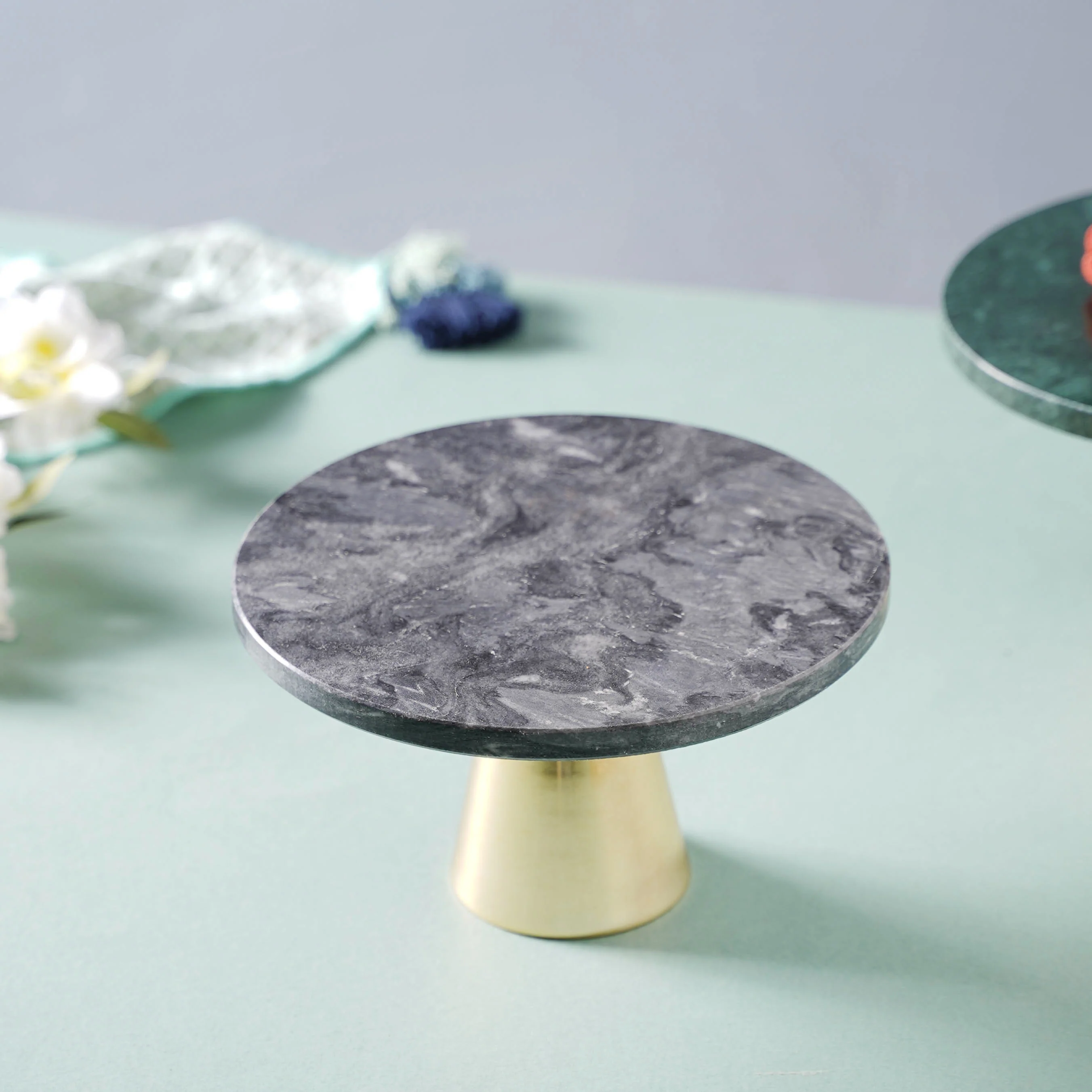 Grey Marble Cake Stand 8 inch - Image 3