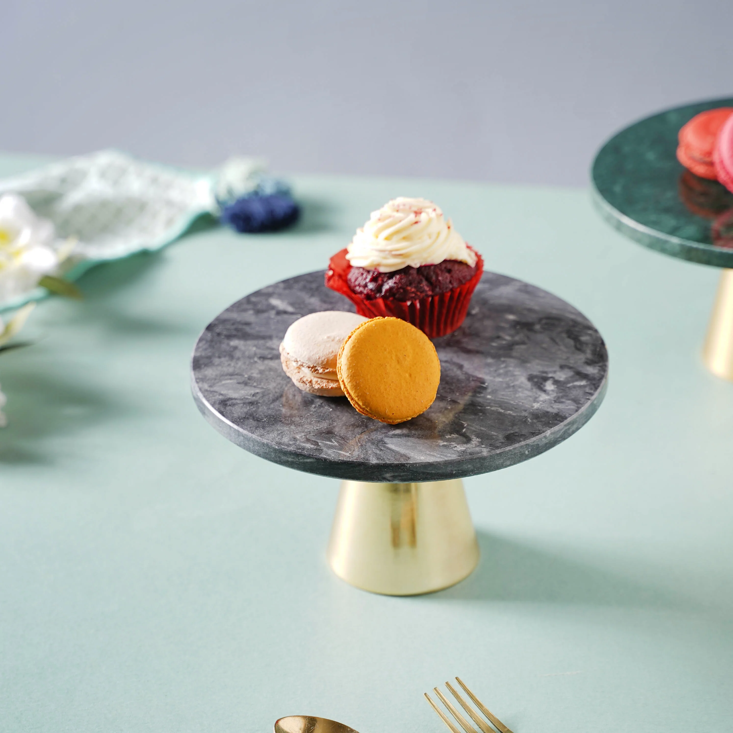 Grey Marble Cake Stand 8 inch - Image 4