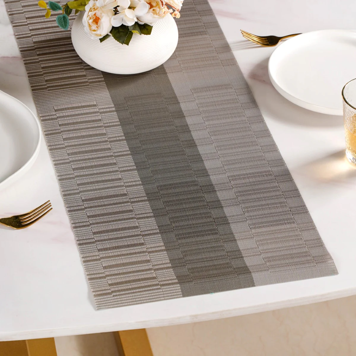 Grey Waterproof Dining Table Runner - Image 3