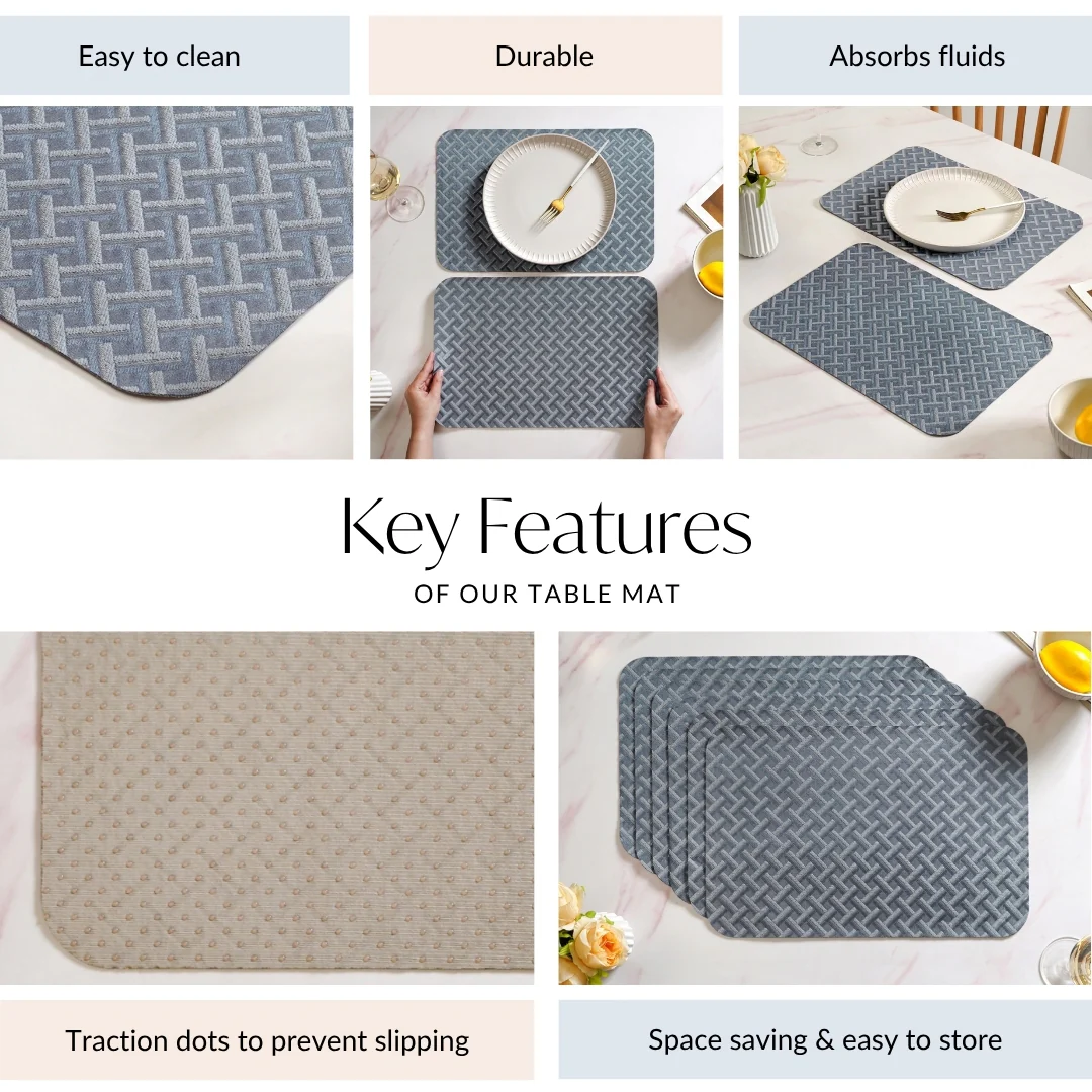 Greyish Blue Weave Pattern Tablemat Set Of 6 - Image 5