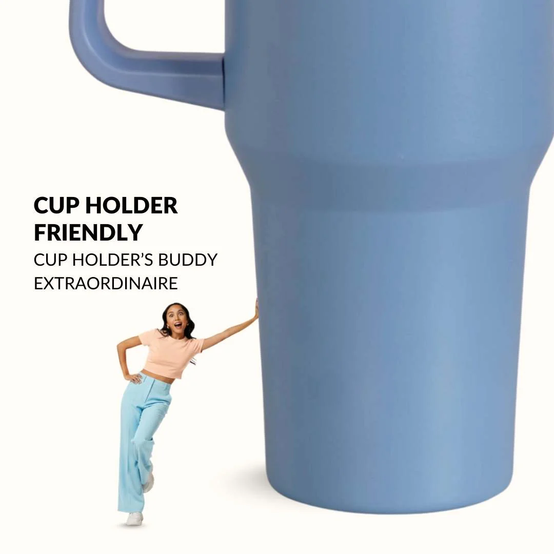 GripSip 40 Insulated Tumbler Bottle With Side Handle Blue Frost 1200ml - Image 5