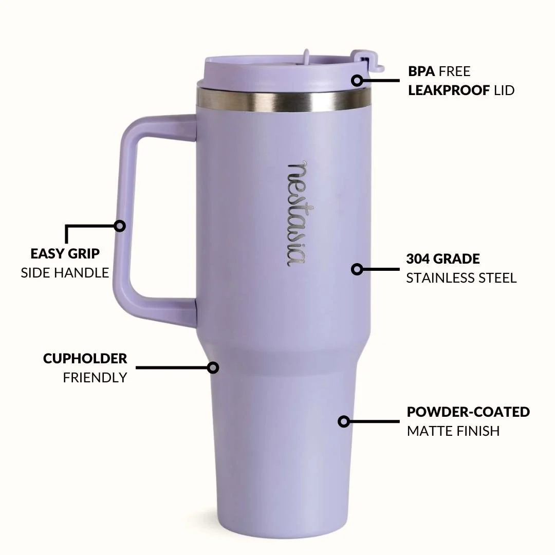 GripSip 40 Insulated Tumbler Bottle With Side Handle Periwinkle 1200ml - Image 7