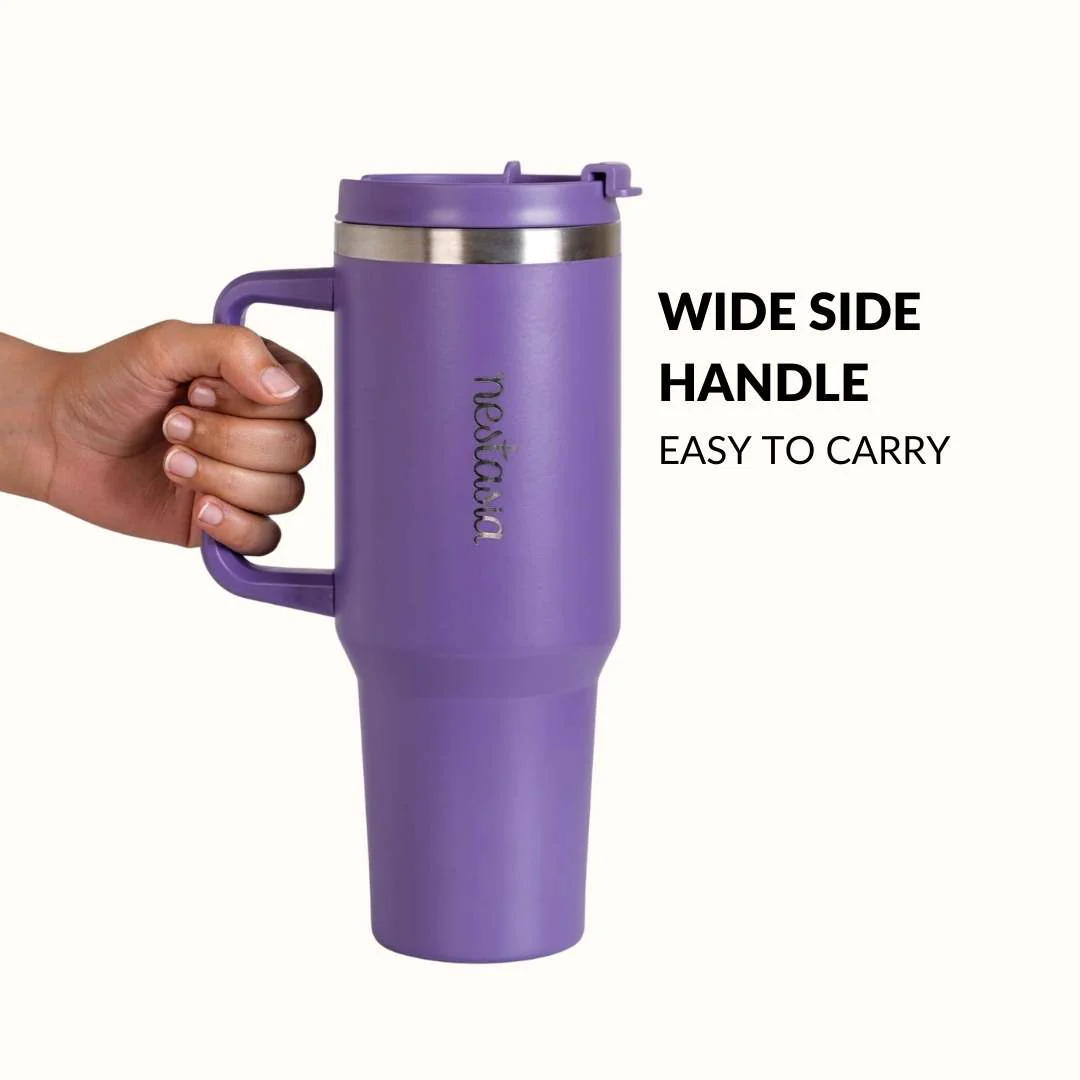 GripSip 40 Insulated Tumbler Bottle With Side Handle Viva Violet 1200ml - Image 3