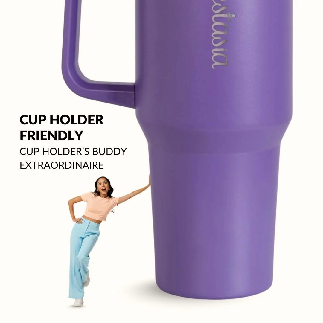 GripSip 40 Insulated Tumbler Bottle With Side Handle Viva Violet 1200ml - Image 5
