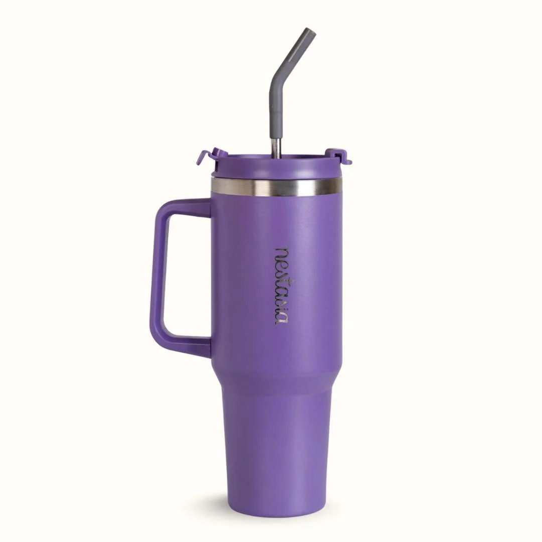GripSip 40 Insulated Tumbler Bottle With Side Handle Viva Violet 1200ml - Image 9