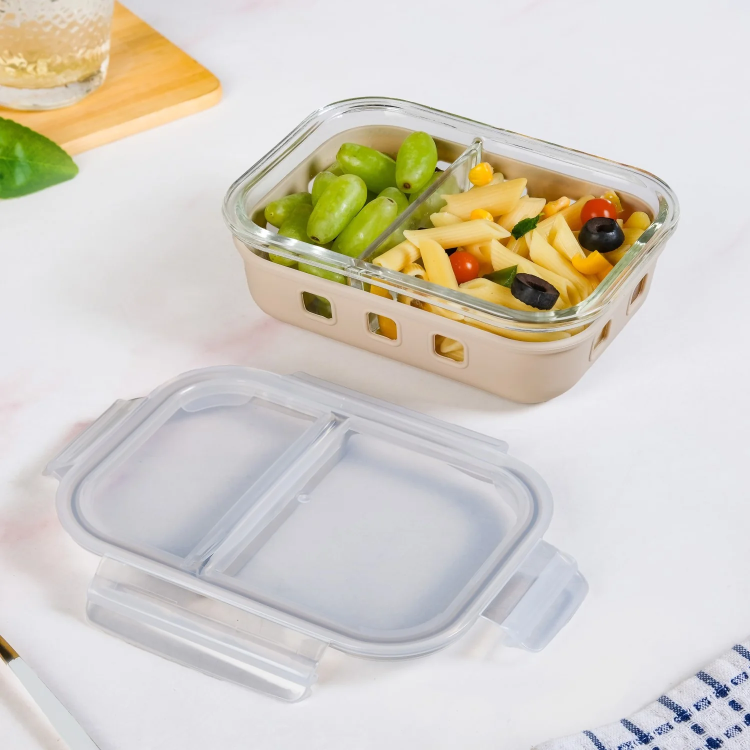 Gripso Dual Compartment Food Container 600ml Beige