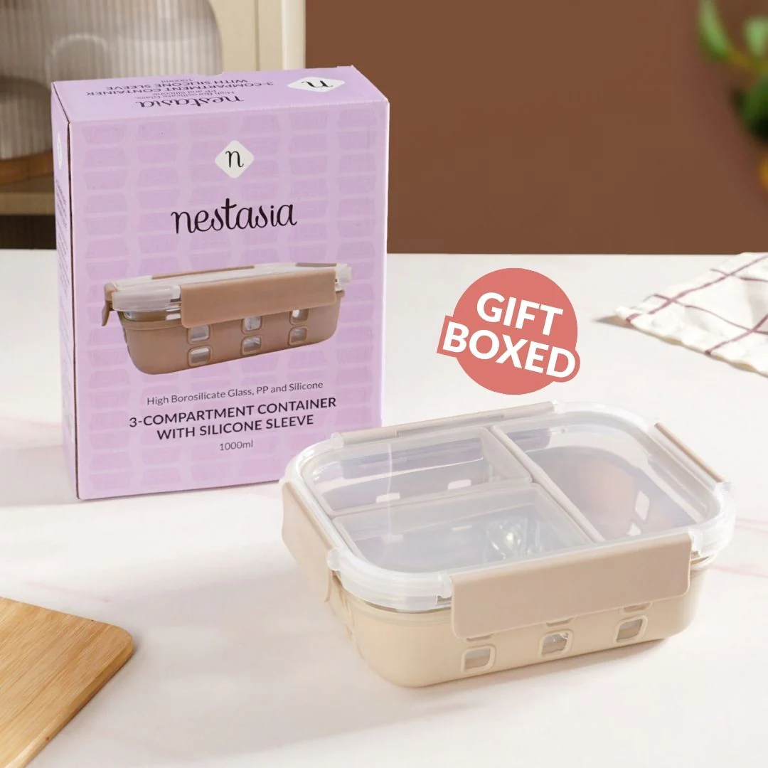 Gripso Triple Compartment Lunch Box 1000ml Beige - Image 9