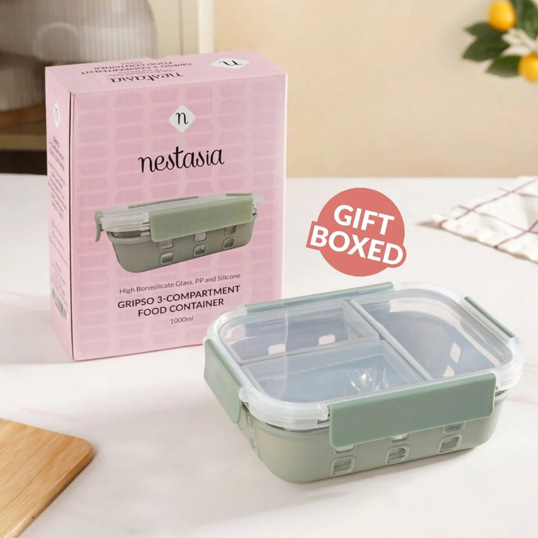 Gripso Triple Compartment Lunch Box 1000ml Sage Green - Image 9