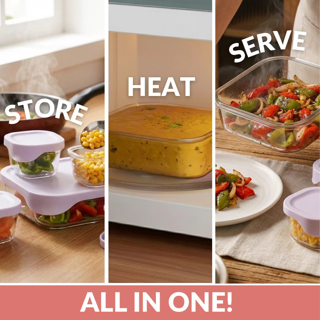 Groovo Lite Glass Food Container Set Of 5 220ml 1320ml - Image 5