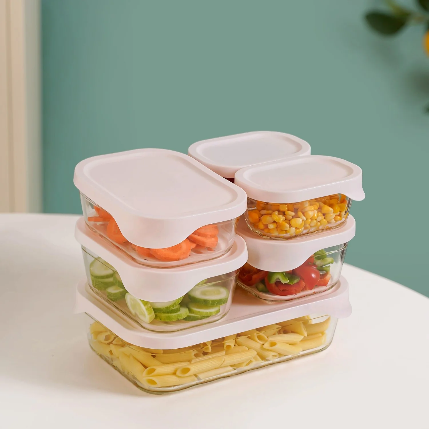 Groovo Lite Microwave Safe Glass Food Container Set Of 6 370ml 930ml 1120ml 2500ml