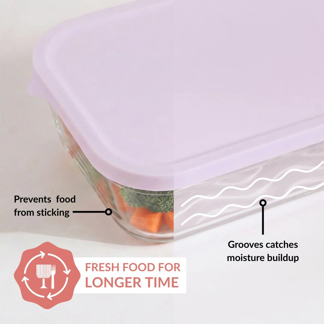 Groovo Lite Premium Borosilicate Food Container Set Of 4 370ml 930ml 2500ml - Image 6