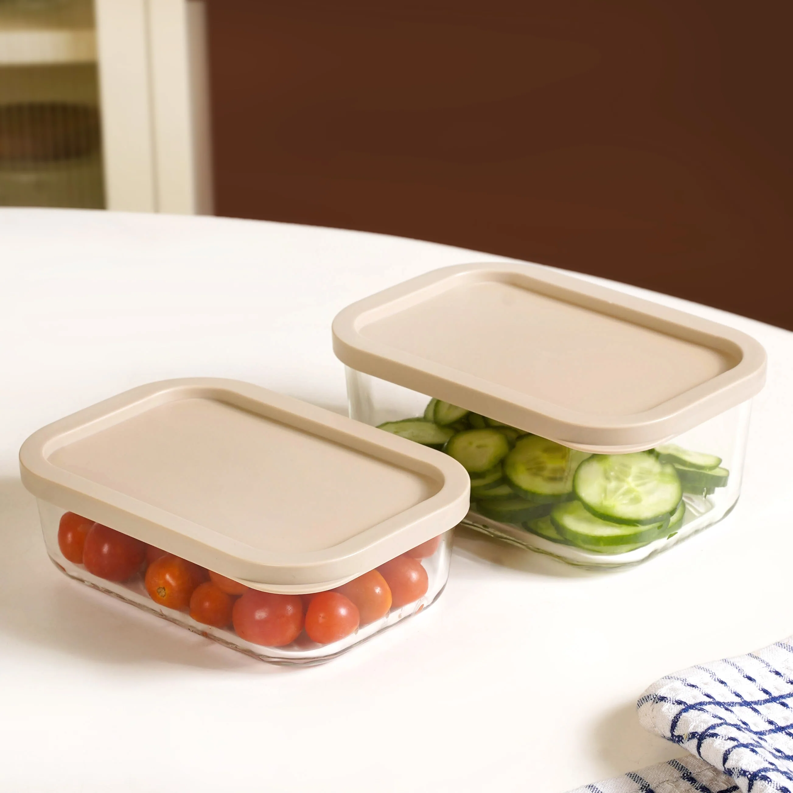 Groovo Multipurpose Storage Container Set Of 4 Beige M 520ml L 750ml - Image 7