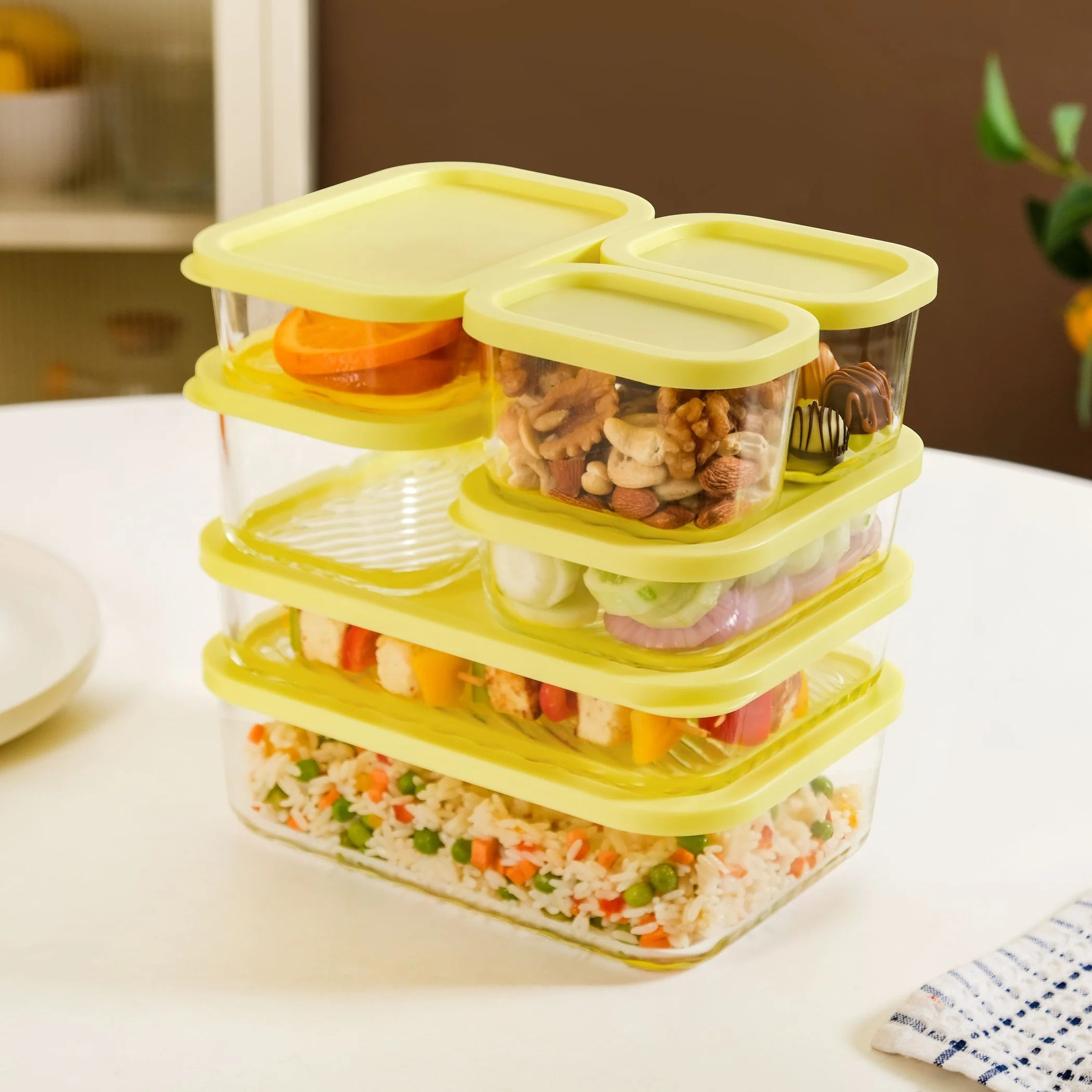 Groovo Stack On Airtight Container Set Of 7 S 310ml M 520ml L 750ml XL 1200ml XXL 1700ml