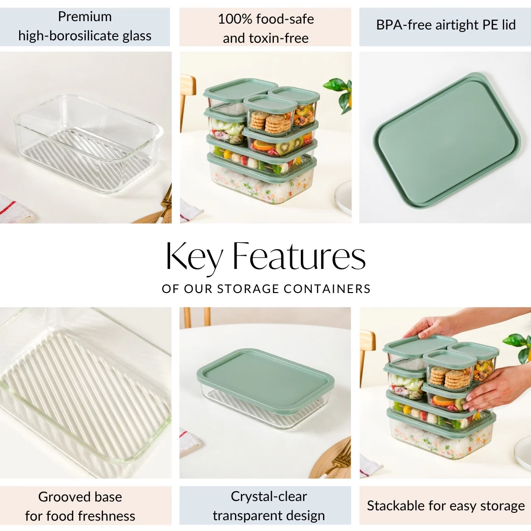 Groovo Stack On Storage Container Sage Green Set Of 7 S 310ml M 520ml L 750ml XL 1200ml XXL 1700ml - Image 5