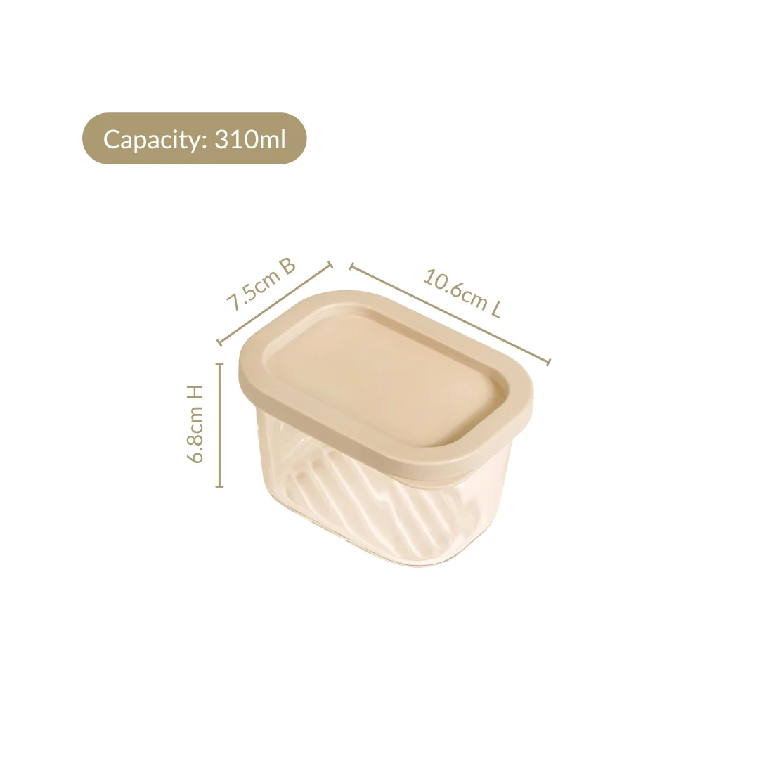 Groovo Stackable Food Storage Container Set Of 6 Beige 310ml - Image 4