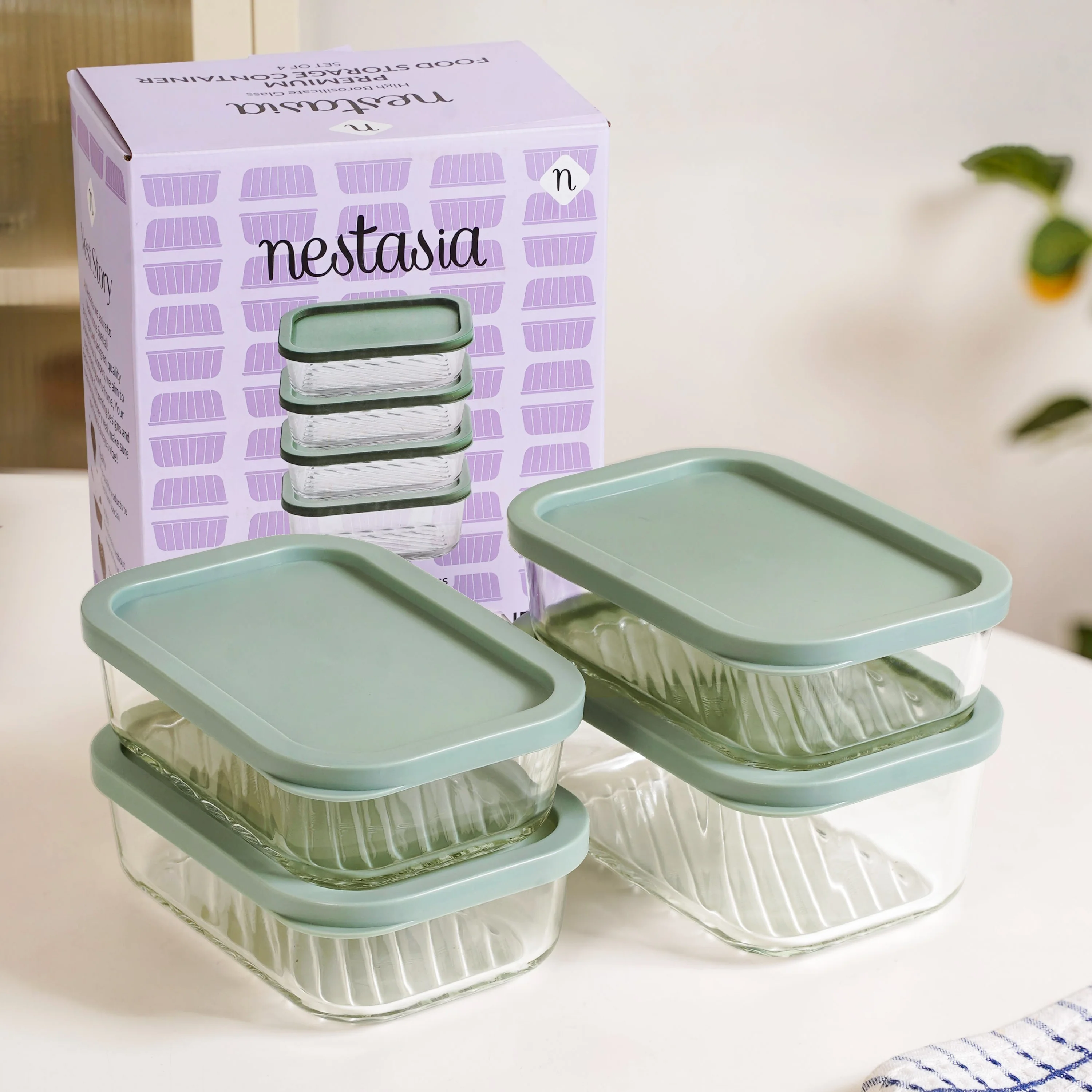 Groovo Storage Container Set Of 4 Sage Green M 520ml L 750ml - Image 2