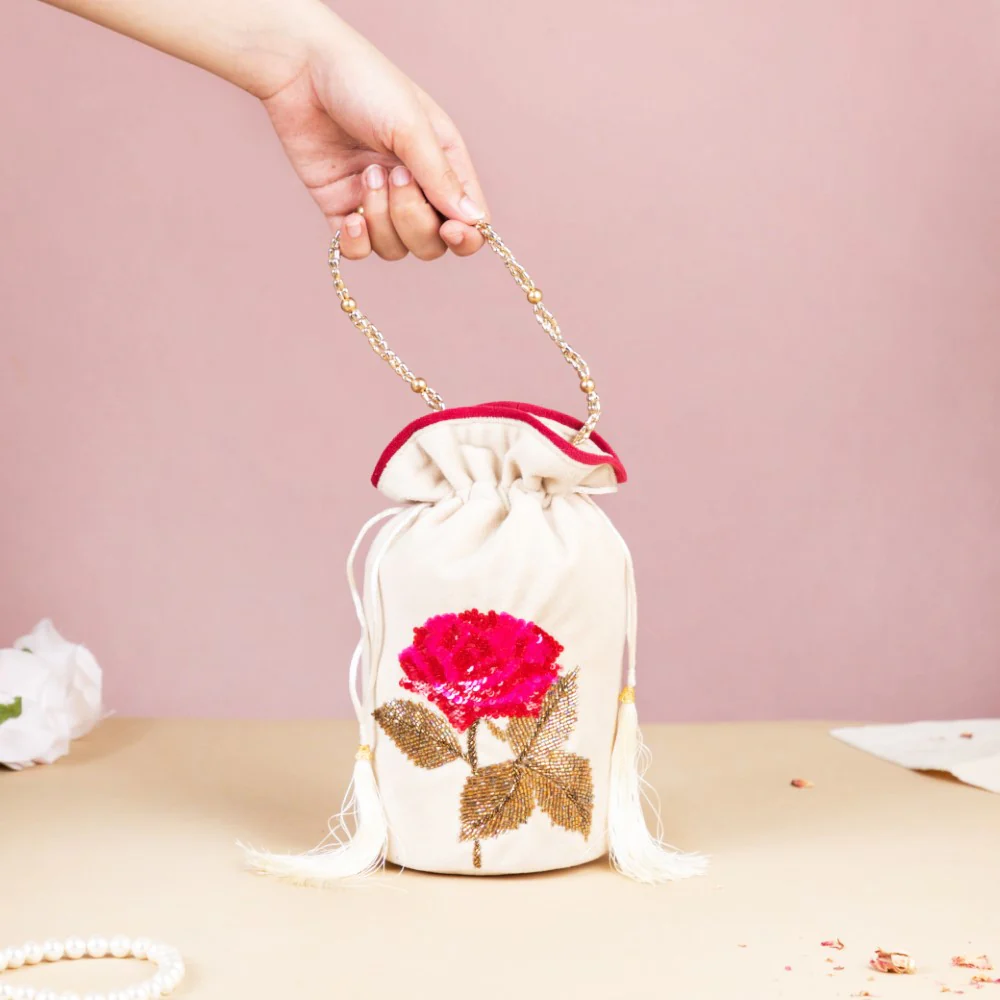 Gul Velvet Potli Bag Off White - Image 3