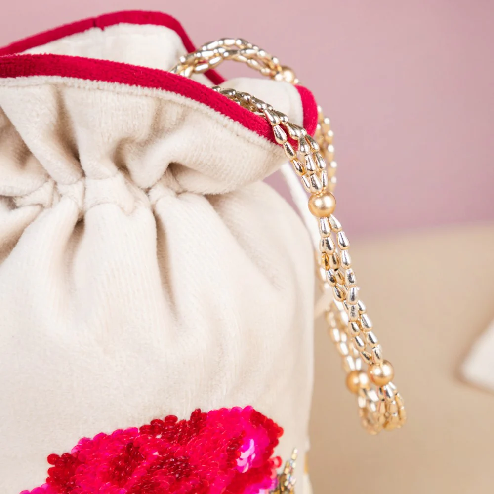 Gul Velvet Potli Bag Off White - Image 7