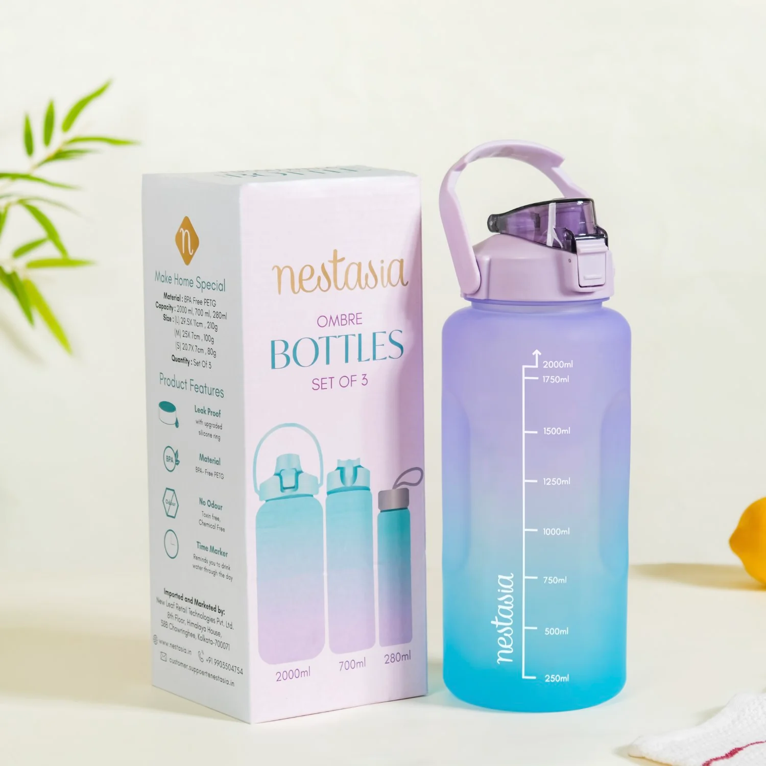 Gym Motivational Water Bottle Set Of 3 Lavender Blue - Image 21