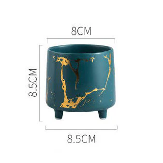 Halcyon Gold Green Marble Ceramic Planter With Legs Small - Image 11