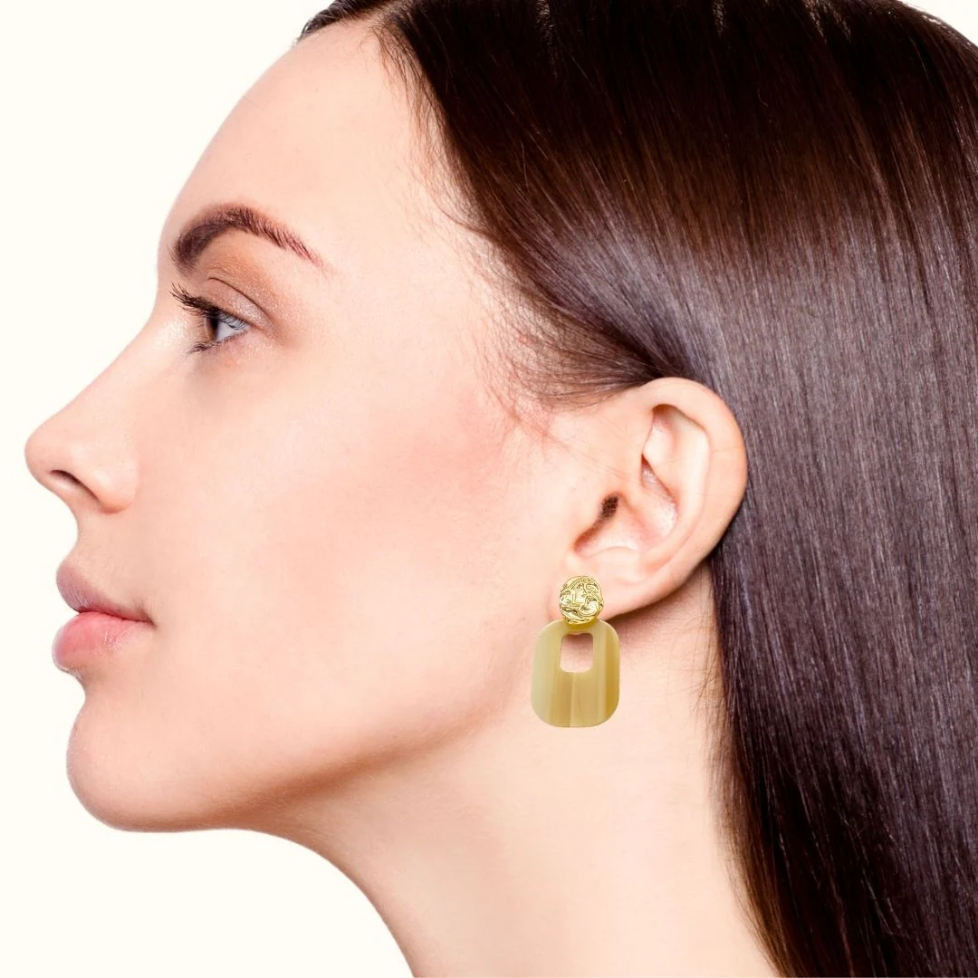 Hammered Metal Beige Danglers - Image 5