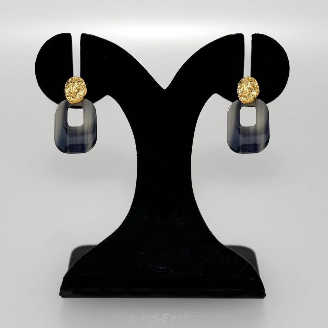 Hammered Metal Black Danglers - Image 6