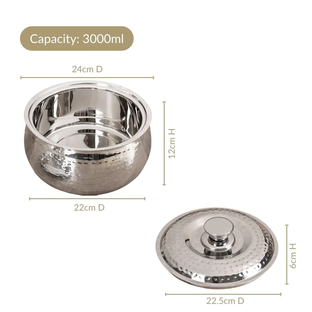 Hammered Stainless Steel Insulated Casserole 3000ml - Image 4