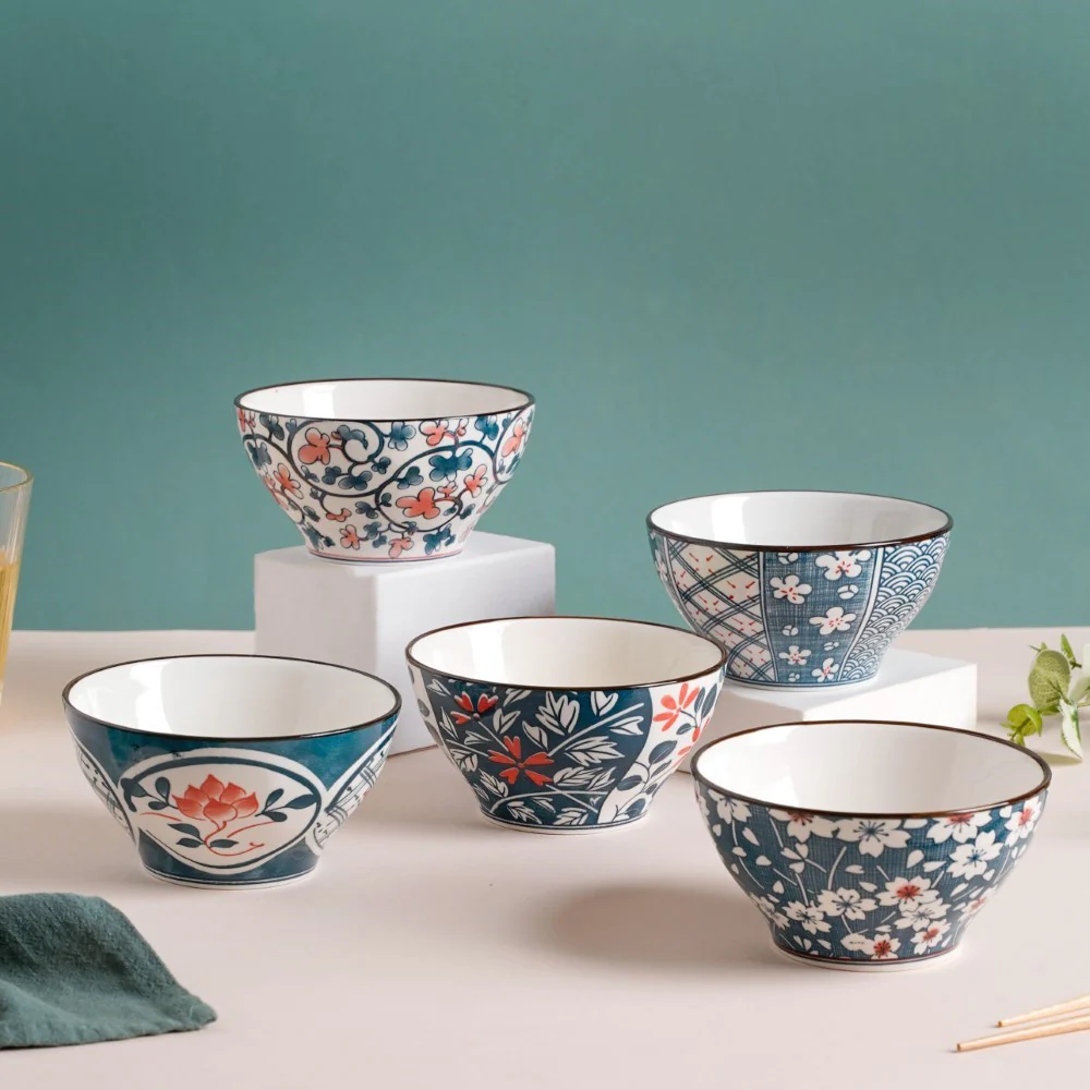 Hana Flower Patterned Ceramic Snack Bowl 4.5 Inch 300 ml - Image 10