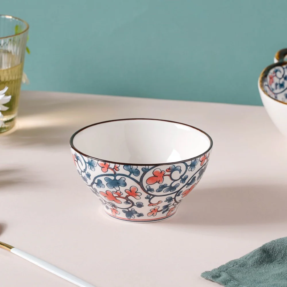 Hana Flower Patterned Ceramic Snack Bowl 4.5 Inch 300 ml - Image 3