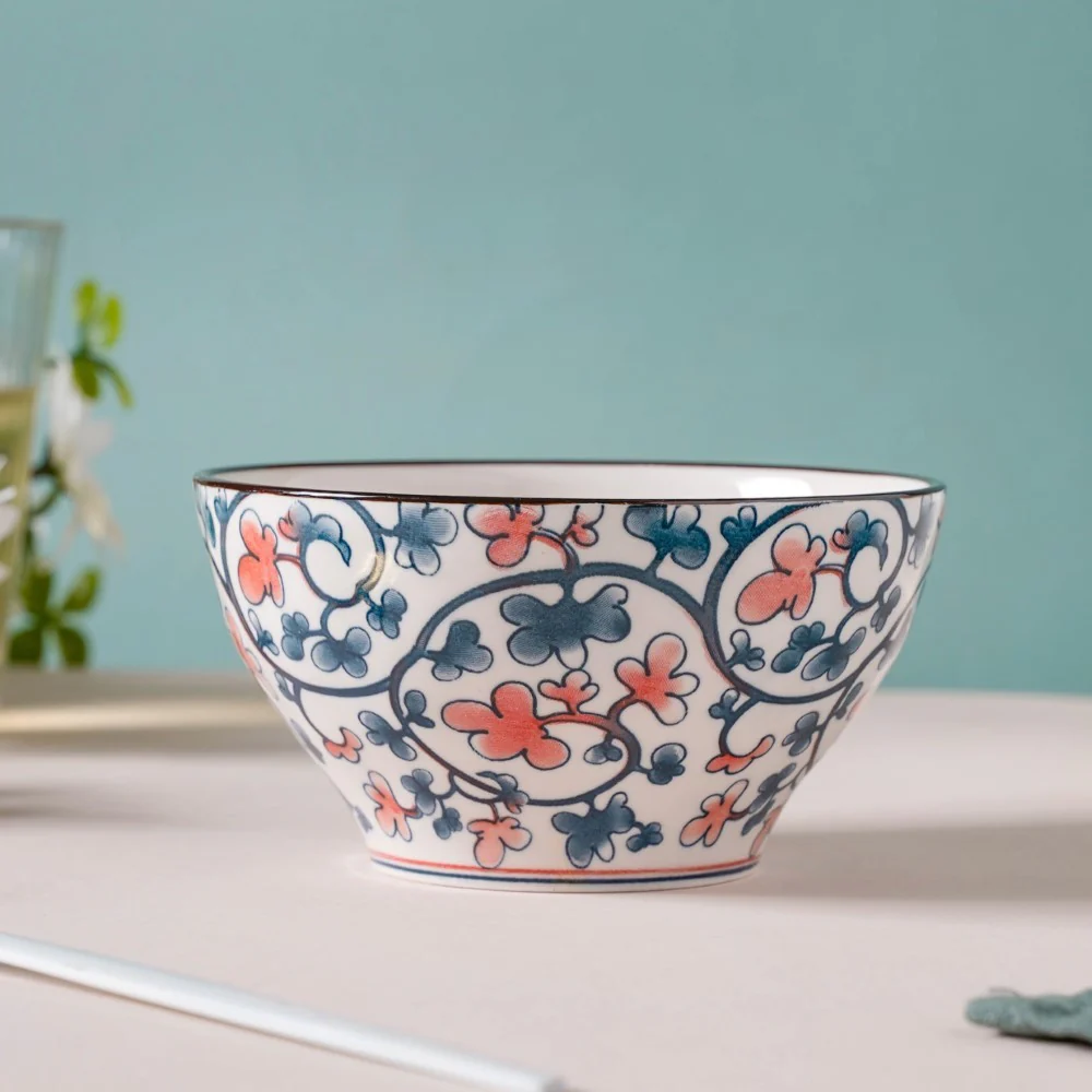 Hana Flower Patterned Ceramic Snack Bowl 4.5 Inch 300 ml - Image 4