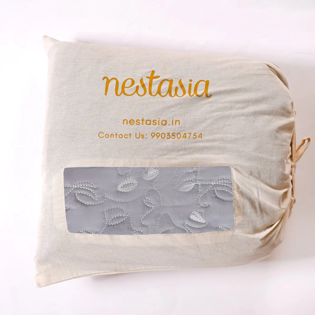 Luxury Embroidered King Size Bed Cover Grey - Image 3