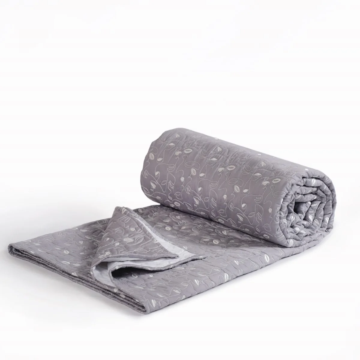 Luxury Embroidered King Size Bed Cover Grey - Image 4