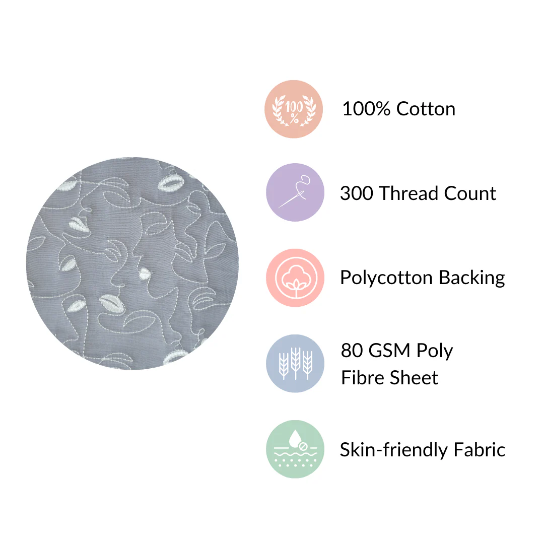 Luxury Embroidered King Size Bed Cover Grey - Image 5