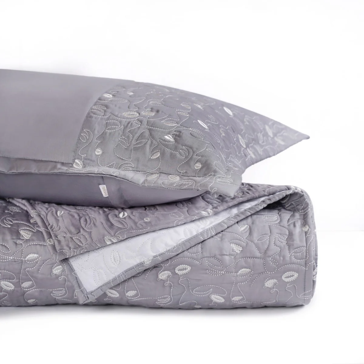 Luxury Embroidered King Size Bed Cover Grey - Image 8