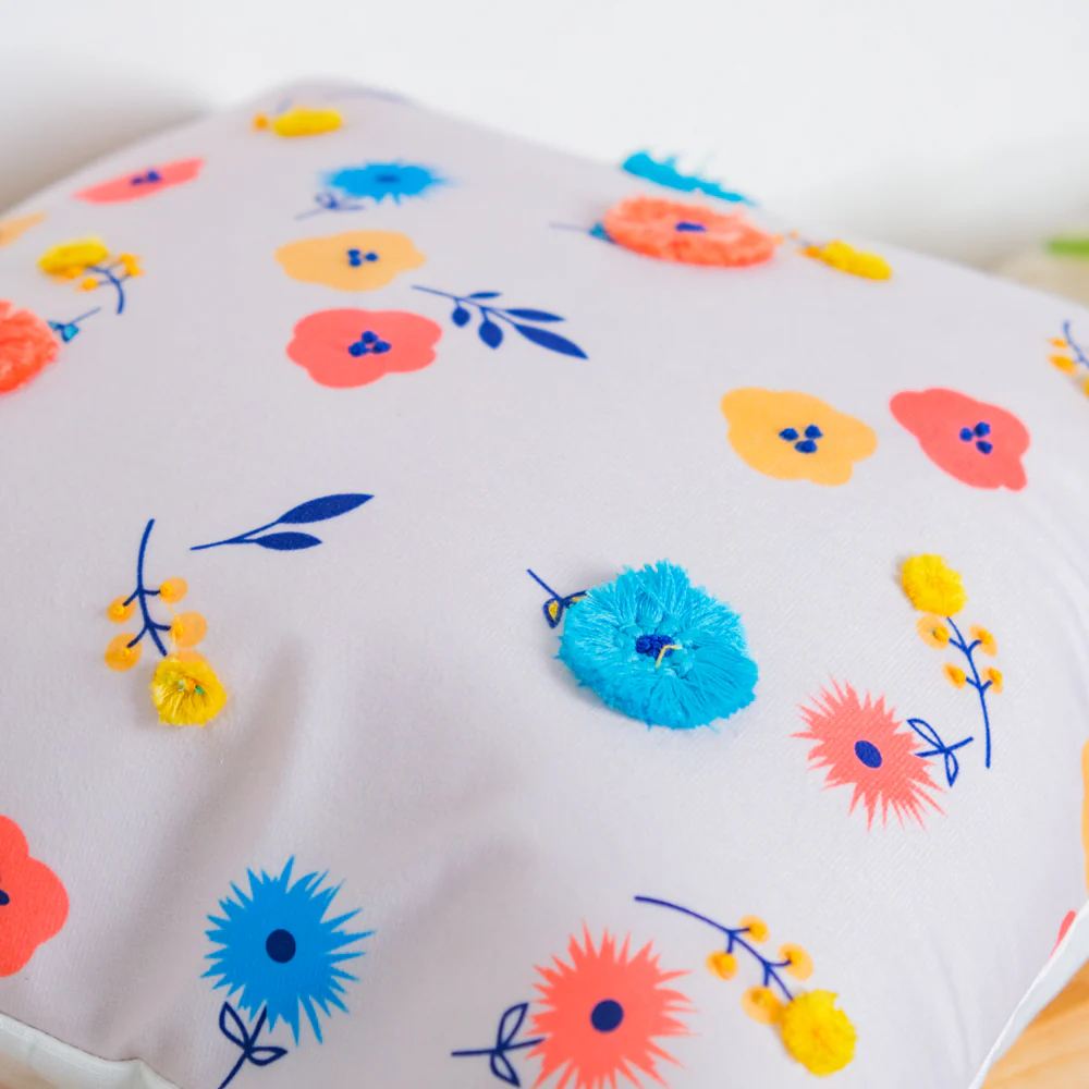 Handcrafted Blooms Velvet Cushion Cover 16 inch - Image 4
