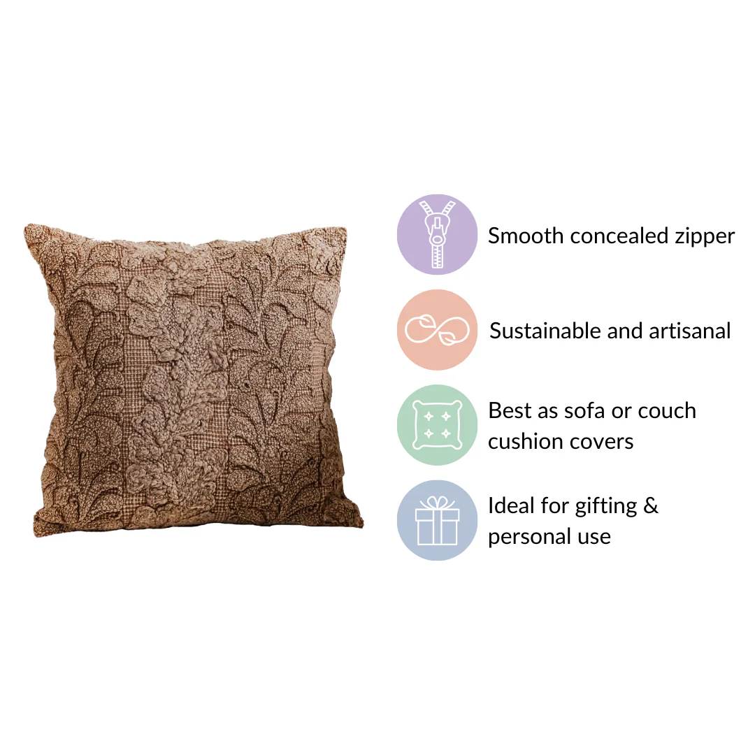 Handcrafted Soft Woven Cushion Cover Brown 16x16 Inch - Image 5