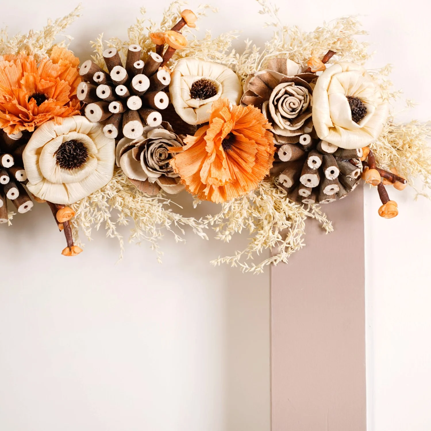 Handmade Door Toran With Orange Sola Flower - Image 6