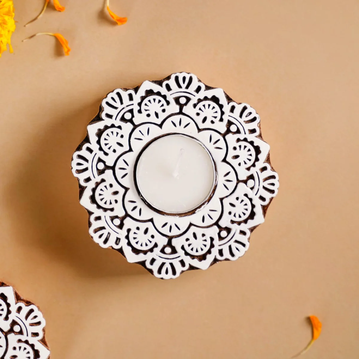 Handmade Floral Mandala Tea Light Holder Set Of 2 - Image 9