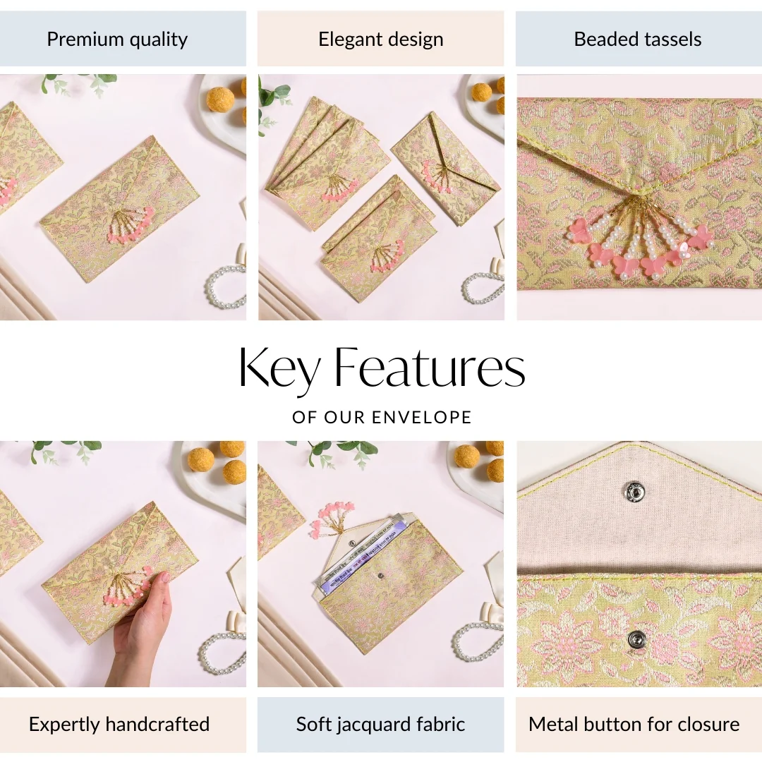 Handmade Jacquard Set Of 6 Envelopes For Shagun - Image 5