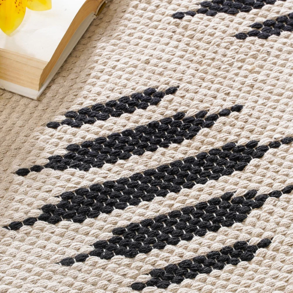 Handwoven Area Rug Black And White - Image 3