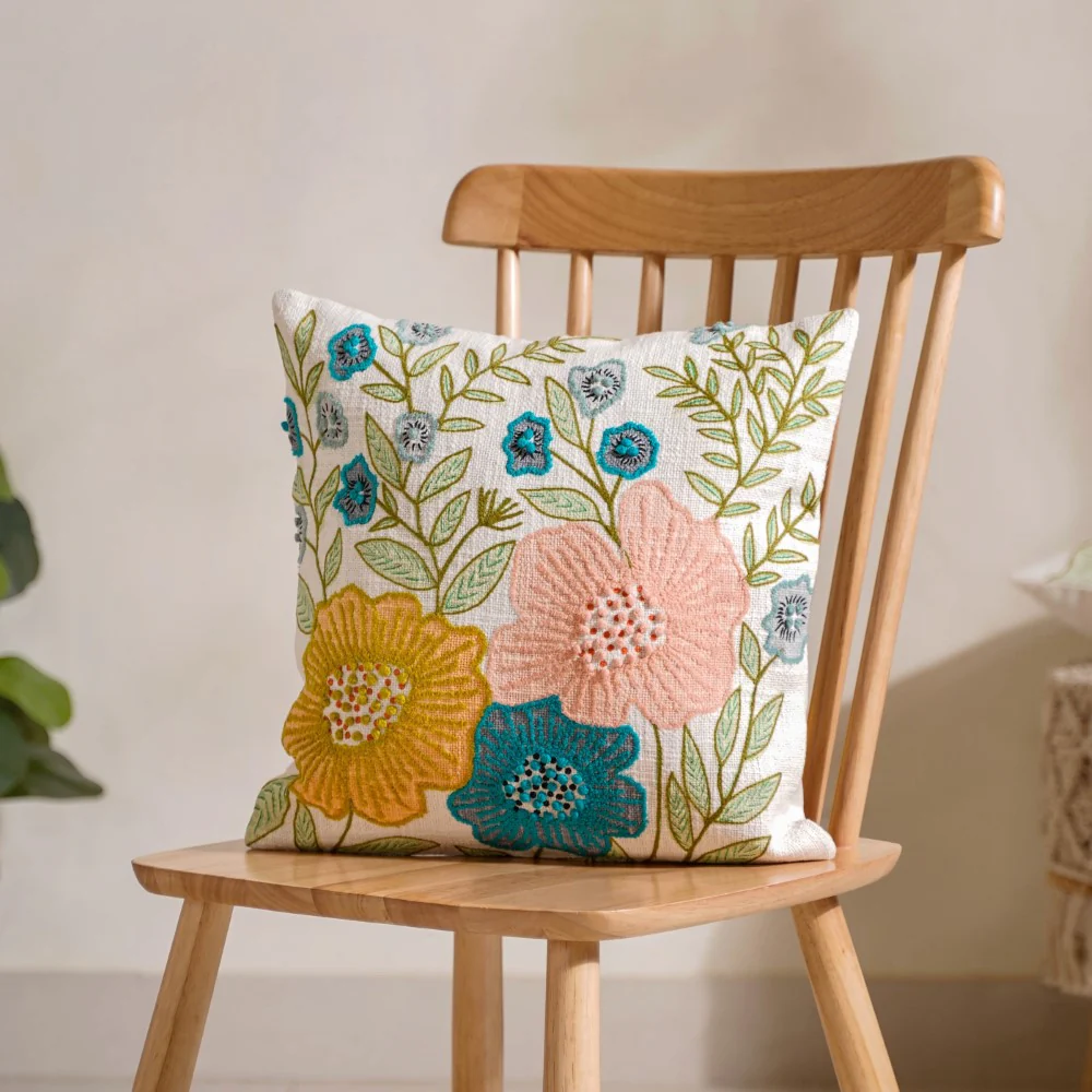 Handwoven Cotton Cushion Cover Set of 4 16x16 Inch - Image 4
