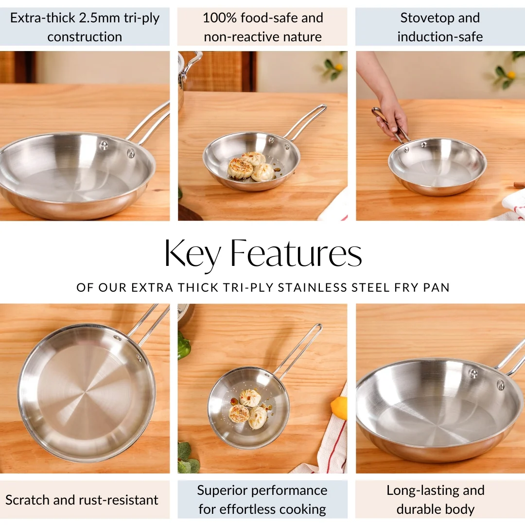 Handy Tri Ply Stainless Steel Fry Pan 1000ml - Image 6